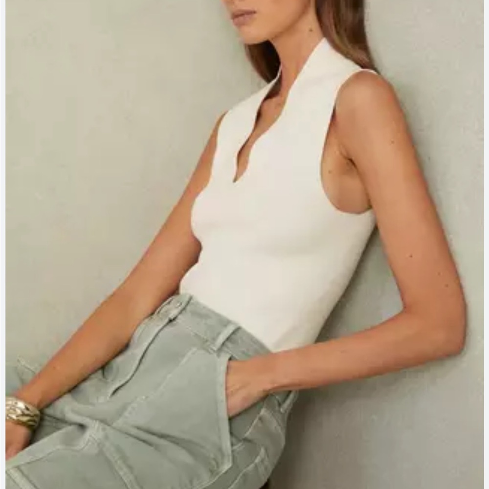 Dynamite White Fitted Sleeveless Ribbed Tank Top - Picture 2 of 6